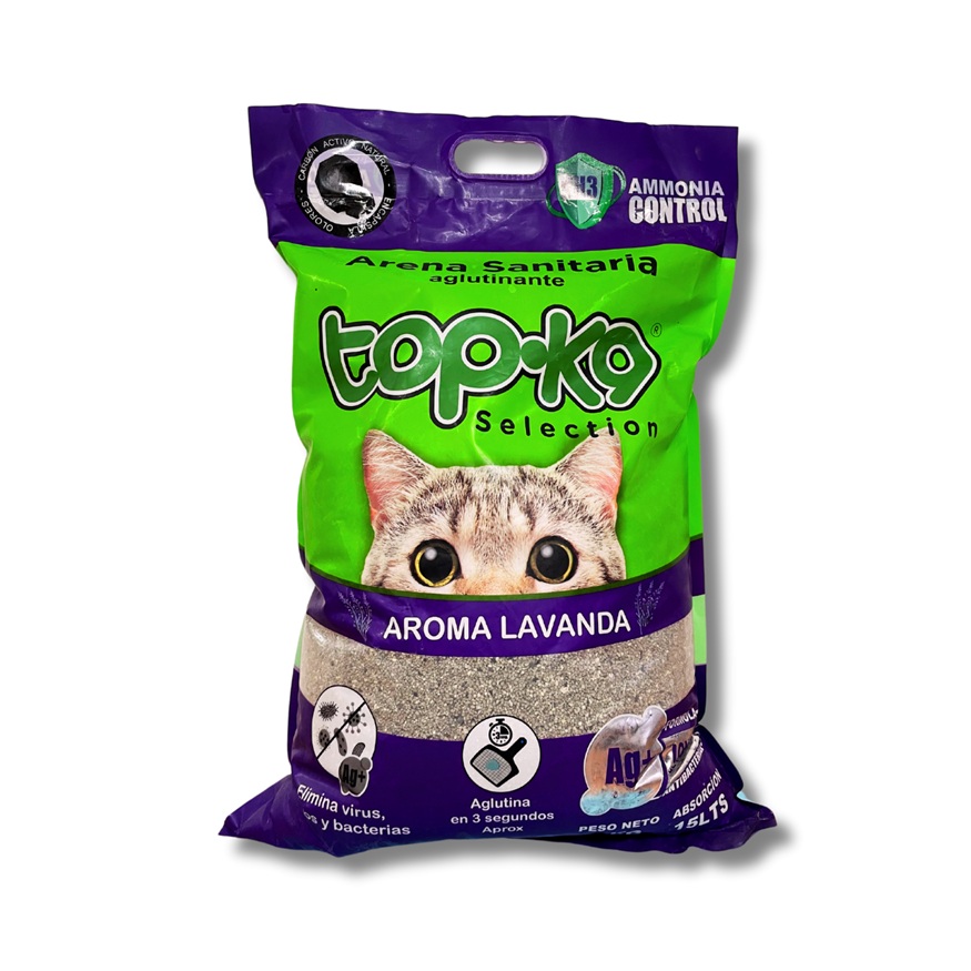 Arena Sanitaria para Gatos Topk9 Aglutinante Lavanda ( 10 KG ) 1