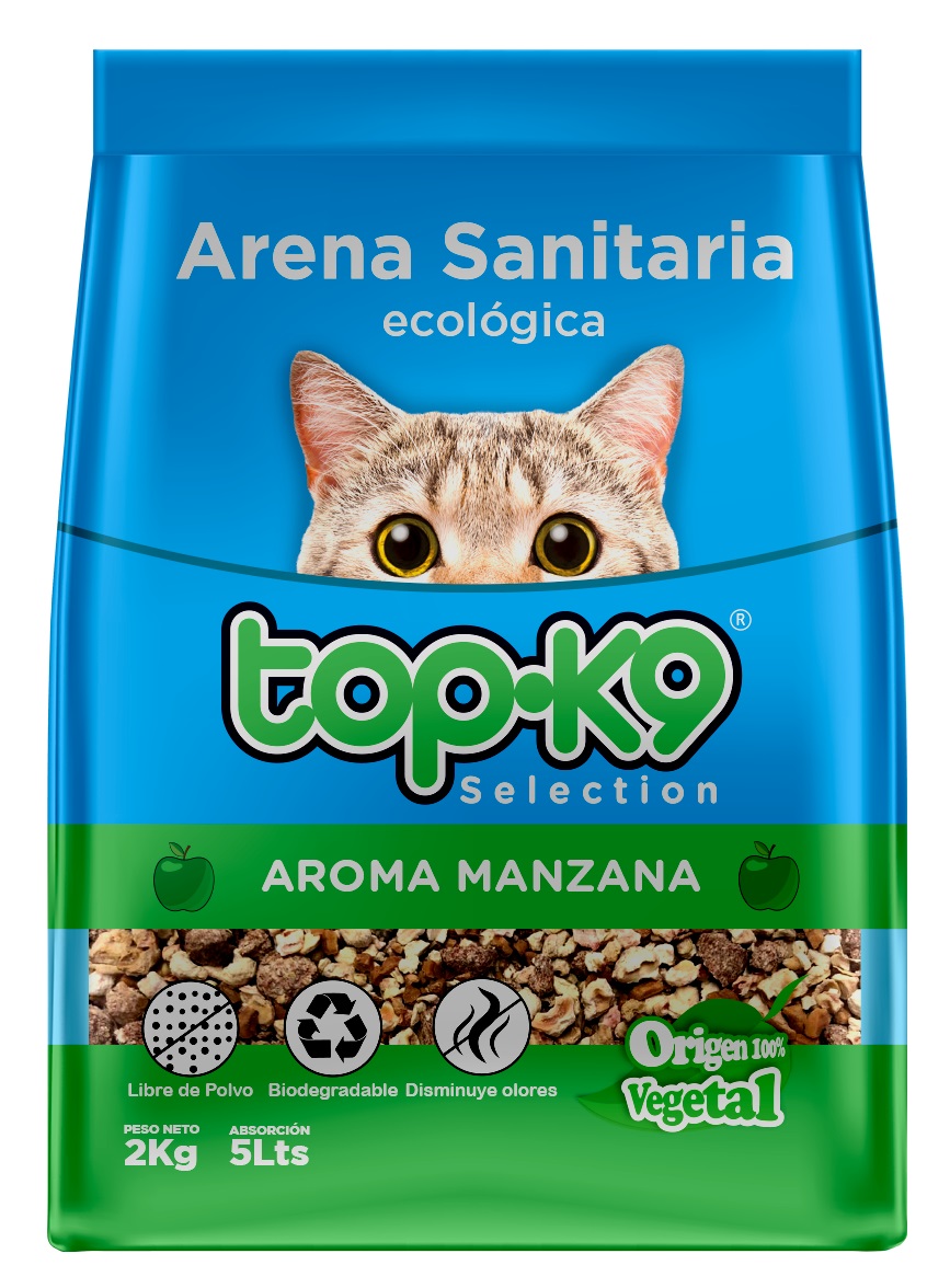 Arena Sanitaria para Gatos Topk9 Ecológica Manzana ( 2 KG )