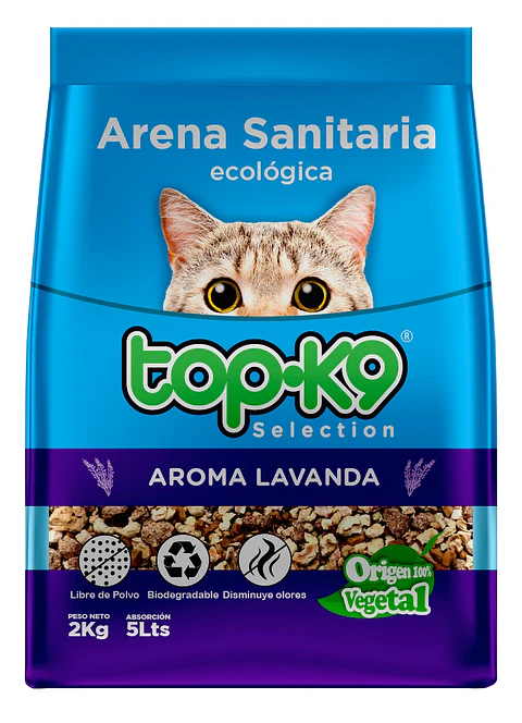 Arena Sanitaria para Gatos Topk9 Ecológica Lavanda ( 2 KG )