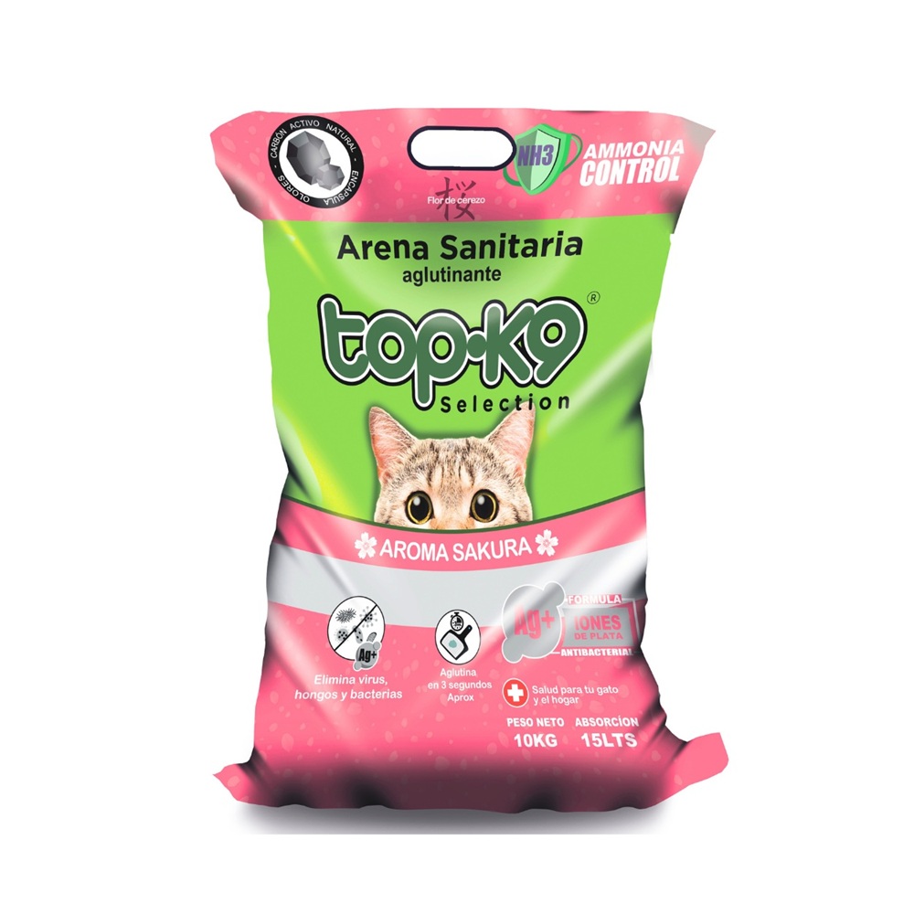 Arena Sanitaria para Gatos Topk9 Aglutinante Sakura ( 10 KG ) 1