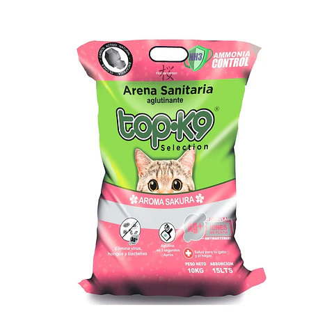 Arena Sanitaria para Gatos Topk9 Aglutinante Sakura ( 10 KG )