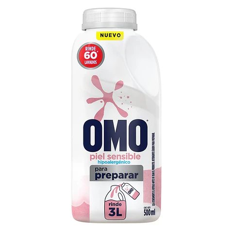 Detergente Líquido Omo Matic Piel Sensible Para Diluir ( 2 x 500 ML )