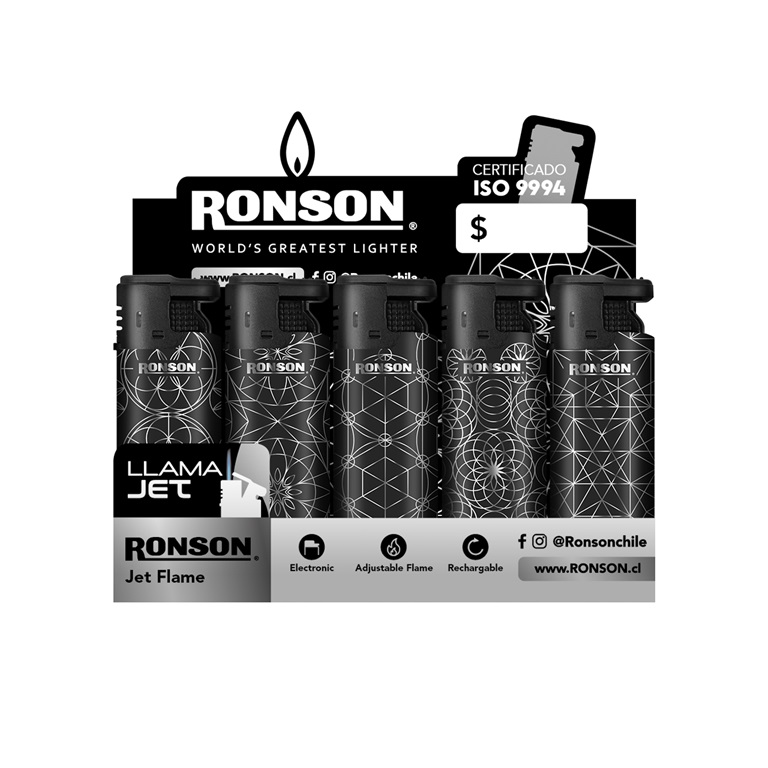 Encendedor Electrónico Ronson Jet Flame con Tapa ( 15 UD ) 1