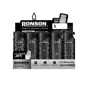 Encendedor Electrónico Ronson Jet Flame con Tapa ( 15 UD )