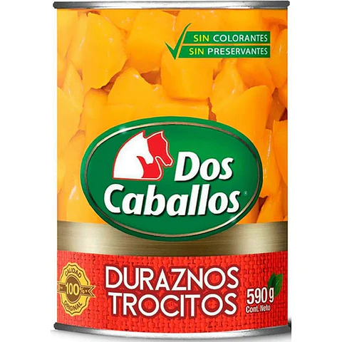 Duraznos en Trocitos Dos Caballos ( 3 x 590 G )