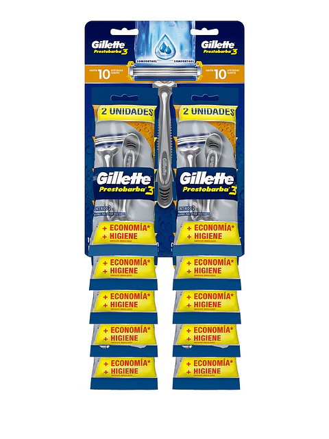 Máquinas Afeitar Gillette Prestobarba 3 Bolsa ( 10 x 2 UD )