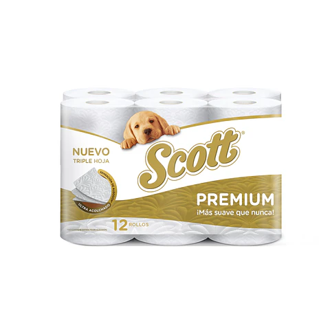 Papel Higiénico Scott Premium Triple Hoja ( 4 x 12 Rollos )