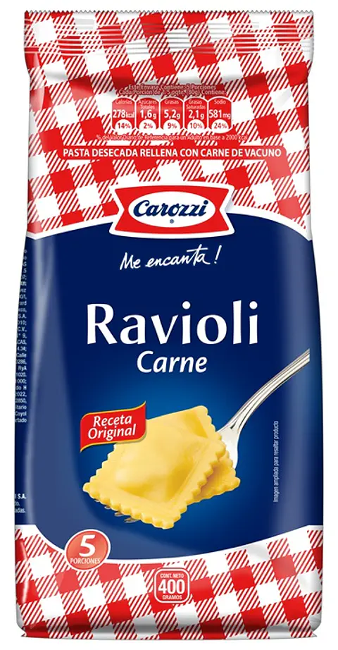 Fideos Ravioli Carne Carozzi ( 4 x 400 G )