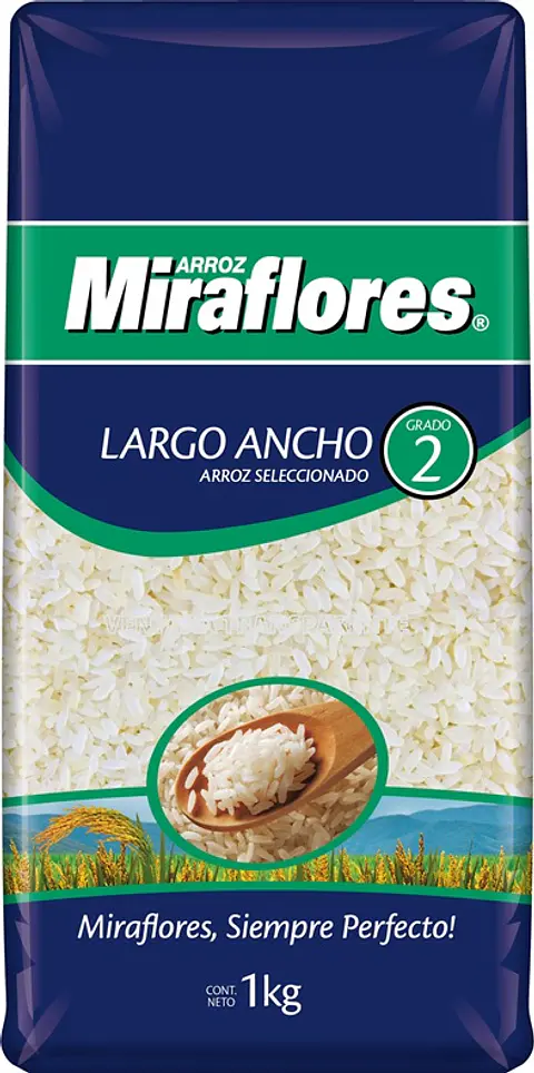 Arroz Grado 2 Largo Ancho Miraflores ( 5 x 1 KG )