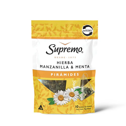 Infusión Manzanilla Menta Supremo Pirámides ( 2 x 10 Bolsitas )