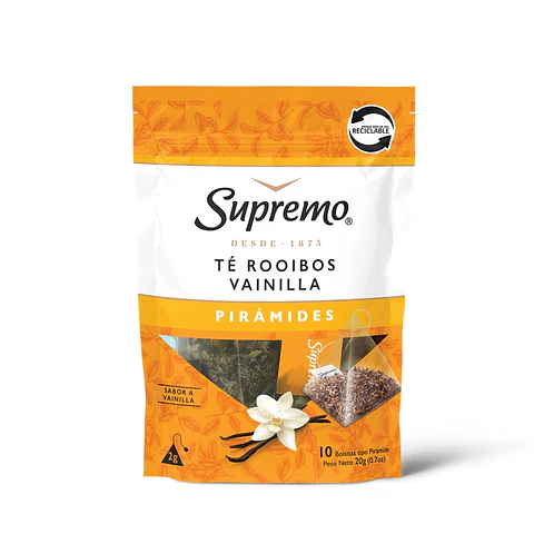 Té Supremo Rooibos Vainilla Pirámides ( 2 x 10 Bolsitas )