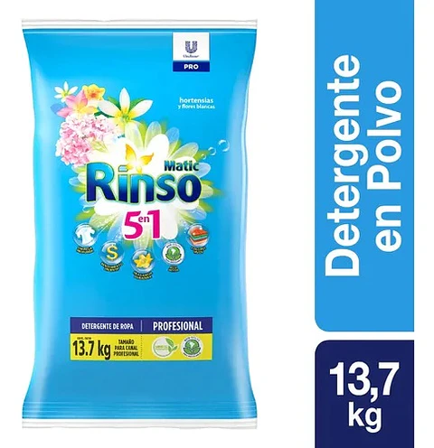 Detergente en Polvo Rinso Matic Hortensias y Flores Blancas ( 13.7 KG )
