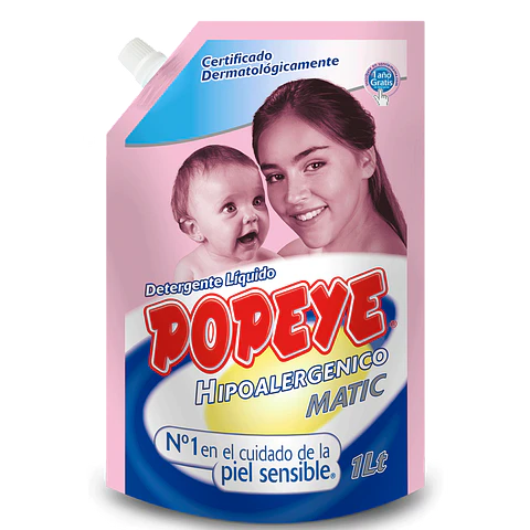 Detergente Líquido Hipoalergénico Doypack Popeye ( 3 x 1 LT )