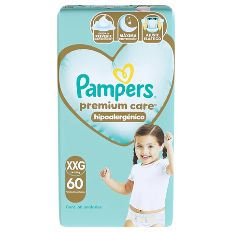 Pañal Pampers Premium Care Quincenal XXG ( 60 Pañales )
