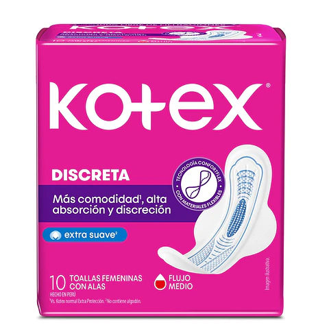 Toalla Femenina Kotex Ultrafina Tela con Alas Antibacterial ( 3 x 10 UD )