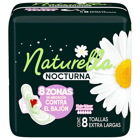 Toalla Femenina Naturella Nocturna Tela con Alas ( 4 x 8 UD )