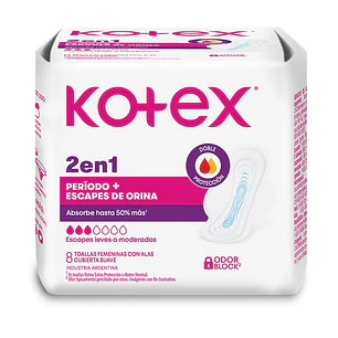 Toalla Femenina Kotex Normal Día Tela con Alas 2 en 1 ( 4 x 8 UD )