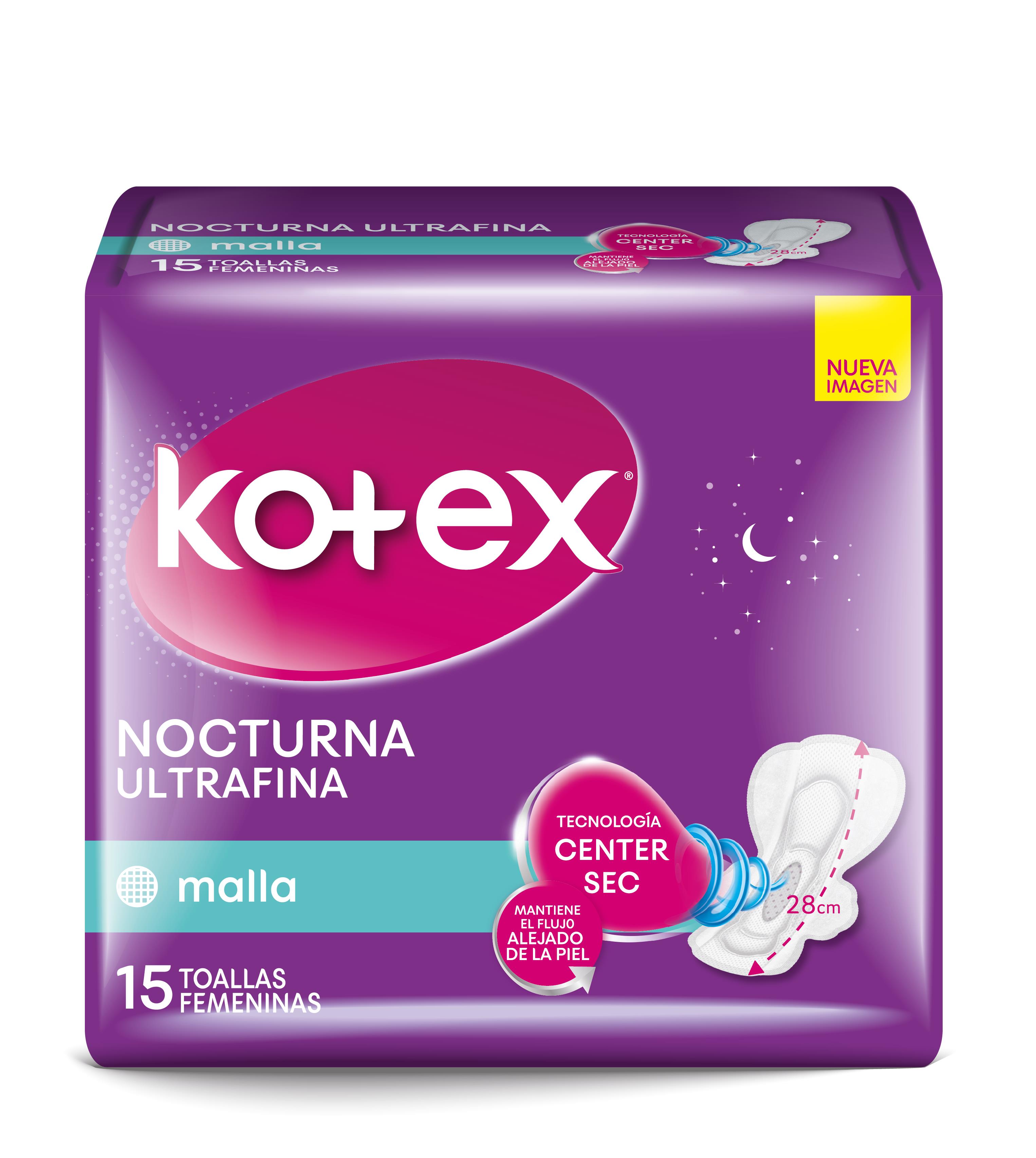 Toalla Femenina Nocturna Ultrafina Malla con Alas Kotex ( 4 x 15 UD ) 1