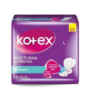 Toalla Femenina Nocturna Ultrafina Malla con Alas Kotex ( 4 x 15 UD )