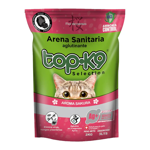Arena Sanitaria para Gatos Topk9 Aglutinante Sakura ( 2 KG )