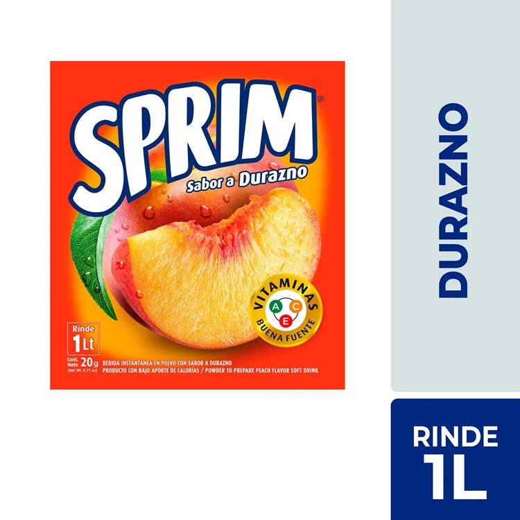 Jugo en Polvo Sprim Durazno ( 10 UD ) 1