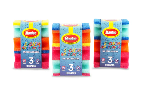 Esponja Anatómica Manlac Colores ( 5 x 3 UD )