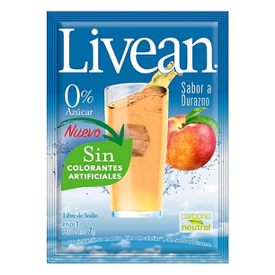 Jugo en Polvo Livean Durazno ( 10 UD )