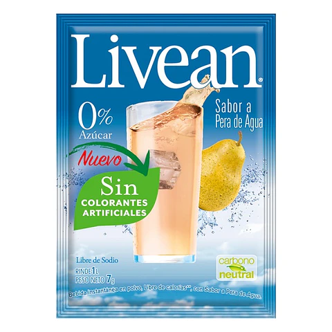Jugo en Polvo Livean Pera ( 10 UD )