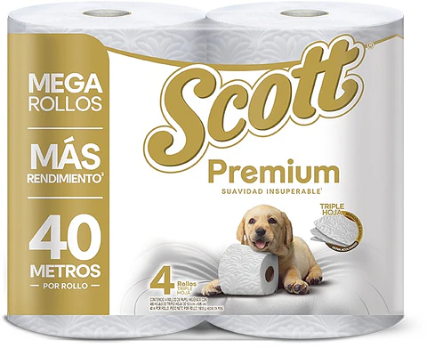 Papel Higiénico Scott Premium Triple Hoja 40 Metros ( 6 x 4 Rollos )