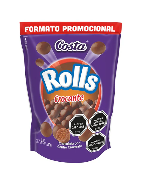 Chocolate Rolls Crocante Costa ( 3 x 100 G )