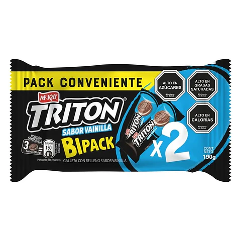 Galletas Triton Chocolate Relleno Vainilla Bipack 5 x ( 2 x 95 G )