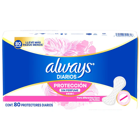 Protectores Diarios sin Perfume Always ( 3 x 80 UD )