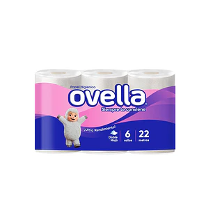 Papel Higiénico Ovella Doble Hoja 22 Metros ( 8 x 6 Rollos )