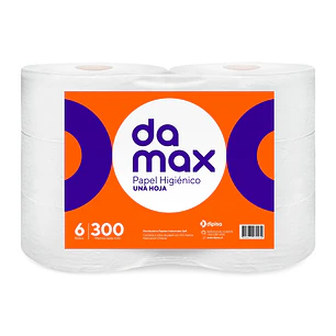 Papel Higiénico Damax 1 Hoja 300 Metros ( 6 x 1 Rollo )