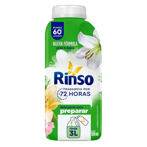Detergente Líquido Rinso Lirios y Rosas Para Diluir ( 2 x 500 ML )