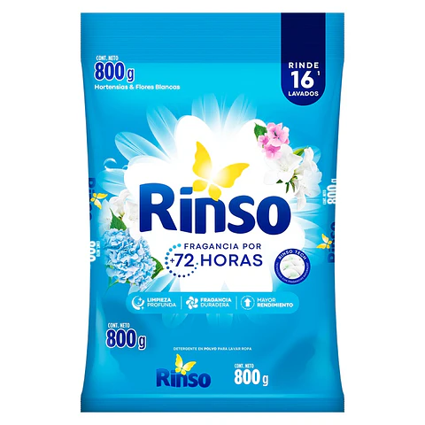 Detergente en Polvo Rinso Hortensias y Flores Blancas ( 3 x 800 G )