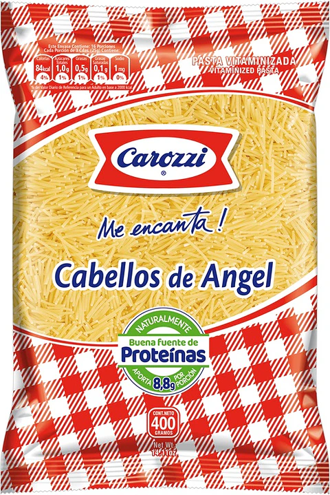 Fideos Cabello Angel Corto 1 Carozzi ( 5 x 400 G )