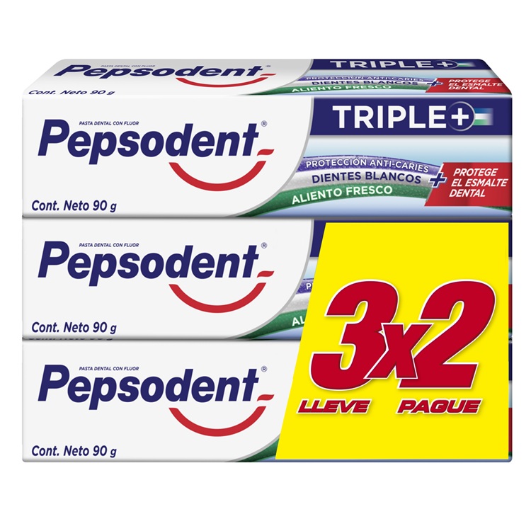 Pasta Dental Pepsodent Triple + ( 3 x 90 G ) x 3 1