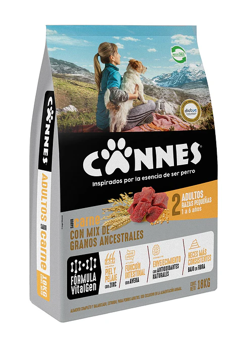Alimento Perro Adulto Razas Pequeñas Carne y Cereal Cannes ( 18 KG )