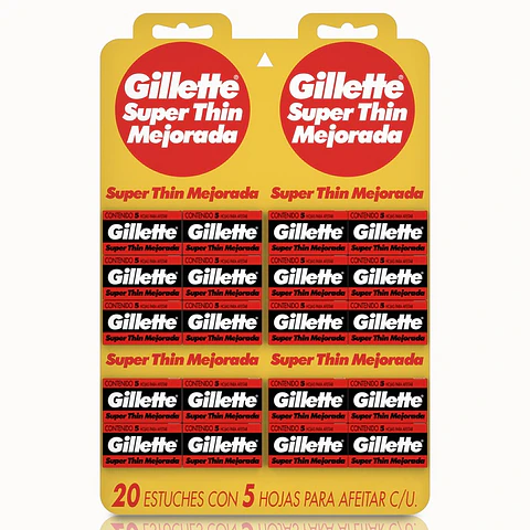 Hoja de Afeitar Gillette Superthin ( 20 x 5 UD )