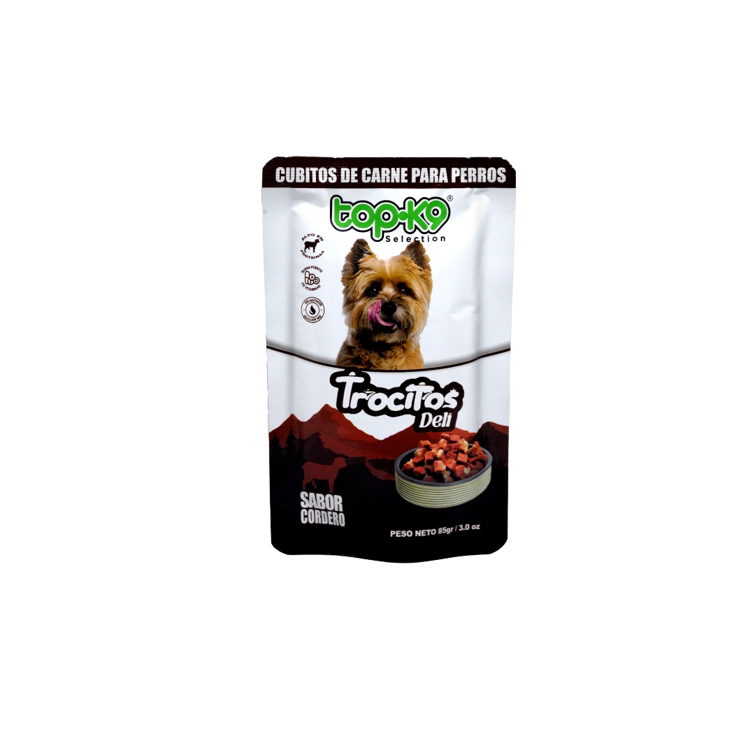 Snack Trocitos Deli para Perros Topk9 Cordero ( 5 x 85 G ) 1