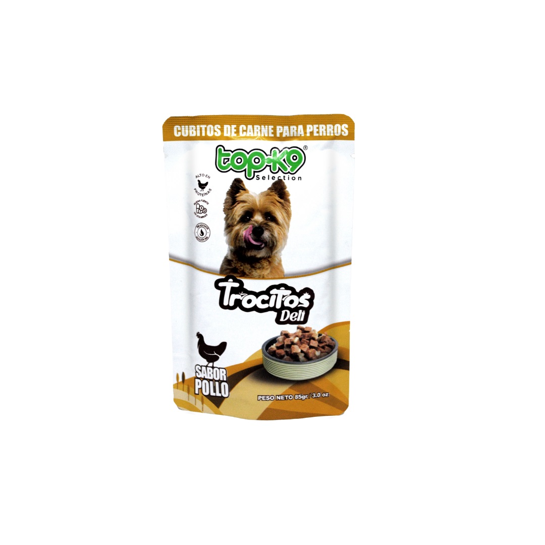 Snack Trocitos Deli para Perros Topk9 Pollo ( 5 x 85 G ) 1