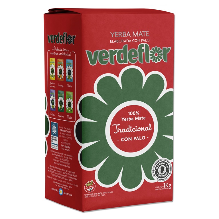 Yerba Mate Verdeflor Tradicional con Palo ( 3 x 1 KG ) 1