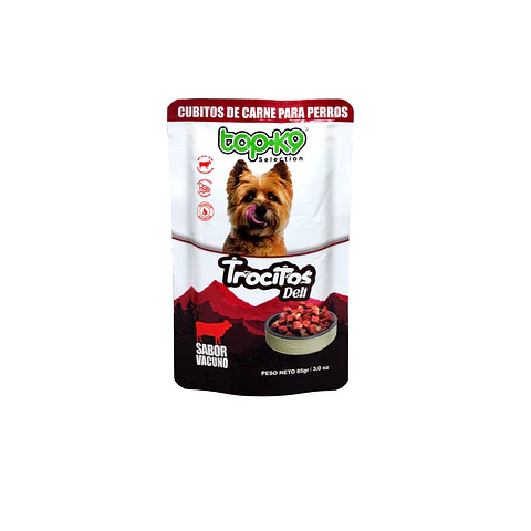 Snack Trocitos Deli para Perros Topk9 Vacuno ( 5 x 85 G )