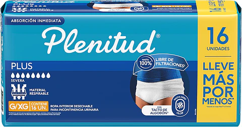 Ropa Interior Adulto Plenitud Protect Plus G-XG ( 16 Pañales )