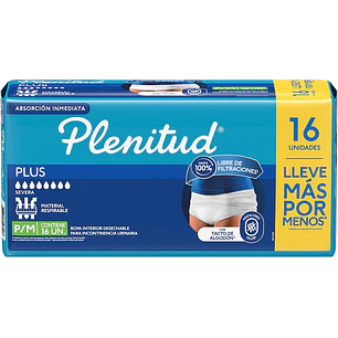 Ropa Interior Adulto Plenitud Protect Plus P-M ( 16 Pañales )
