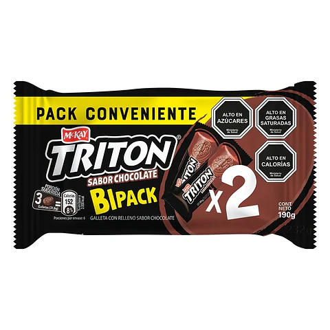 Galletas Triton Chocolate Relleno Chocolate Bipack 5 x ( 2 x 95 G )