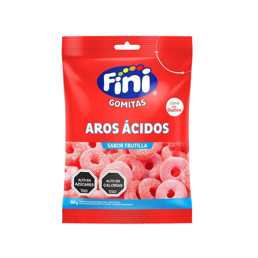 Gomitas Fini Aros Frutilla Ácida ( 4 x 80 G ) 1