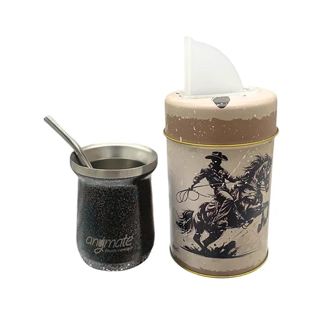 Kit Country Yerbera con Mate y Bombilla Anymate ( 1 UD )