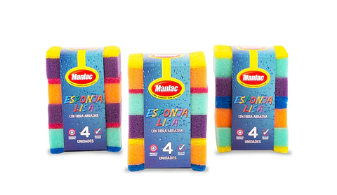 Esponja Lisa Manlac Colores ( 4 x 4 UD )
